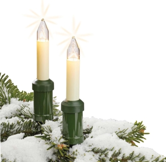 Hellum Lichterkette mit 20 Weihnachtskerzen mit Clip, 19 m, Elfenbein