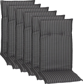 NYVI Hochlehnerauflage Hochlehner Auflagen 6er Set Barcelona - Gartenstuhlauflagen 118x50 cm, (6 St), Stuhlauflage, Sitzauflage mit Halteband, UV-fest, Streifen gestreift
