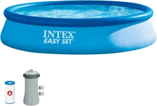 Intex 28142NP – Aufstellpool Easy Set Rund, Filterpumpe 2006 L/h, 7290 L, PVC, Blau, 396x84 cm