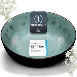 Steingut Servierschüssel Ibiza TESTSIEGER, Traumhafte Mediterrane Salatschüssel, Servierschale - Bowl Schüssel Groß, Salatschale - Pure Living in Salbeigrün