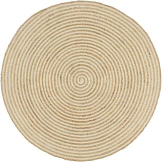 vidaXL Teppich Handgefertigt Jute mit Spiralen-Design Weiß 150 cm