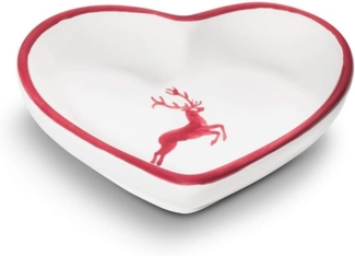Gmundner Keramik Bordeauxr. Hirsch, Herzschale (L:10cm)
