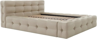 Vente-unique - Polsterbett - 140 x 190 cm - Melierter Stoff - Beige - LERUCO von Pascal Morabito