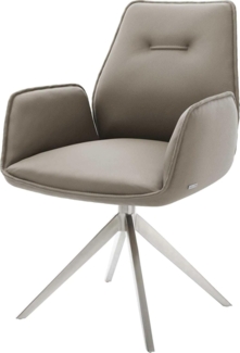 Drehstuhl Zoa-Flex Echt-Leder Schlamm Kreuzgestell breit Edelstahl 360° drehbar Wippfunktion Taschenfederkern