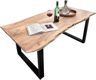 SAM Esszimmertisch Quentin 200x100 cm aus Akazie-Holz, Tisch mit schwarz lackierten Beinen, Baum-Tisch mit natürlicher Optik