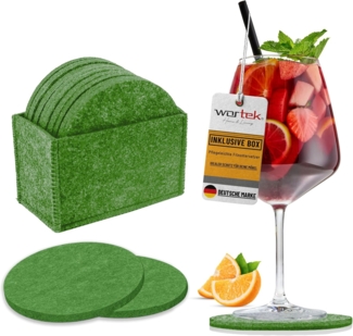 wortek Getränkeuntersetzer Filz-Untersetzer Rund für Gläser 10er Set + Box, Zubehör für Tisch & Gläser, Set, 10-tlg, waschbare Getränke Glasuntersetzer Gläser, Tischuntersetzer Filz 10 cm