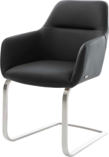 Freischwinger Pejo-Flex Echt-Leder Schwarz Freischwinger flach Edelstahl Taschenfederkern