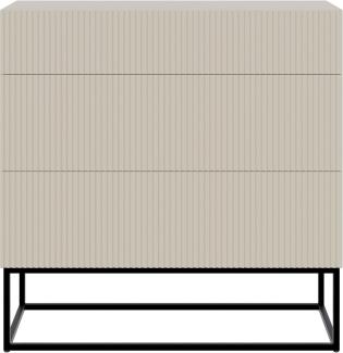 Selsey 'Veldio' Kommode mit 3 Schubladen, graubeige mit schwarzem Metallgestell, ca. 90 x 90 x 38 cm