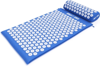 GORILLA SPORTS Akupressurmatte mit ergonomische Kissen und Tragetasche, aus Baumwolle, Massagematte, 68 x 42 x 2.5 cm, Nagelmatte, Akupunkturmatte