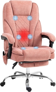 Vinsetto Schreibtischstuhl Massagesessel mit Heizfunktion, Liegefunktion, höhenverstellbar (Bürostuhl, 1 St), für Wohnzimmer, Lernzimmer, Rosa