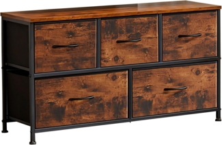 SURFOU Kommode mit Schubladen, Schubladenschrank, Komodenschrank, Sideboard Schlafzimmer, Stoffkommode, Vintage, Braun, Metallrahmen, für Wohnzimmer, Eingänge, Kindergärten, Flur