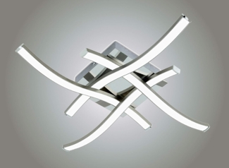 TRANGO LED Deckenleuchte, 3132XXL Design LED-Deckenleuchte Serie *WAVE* I 4 Flammen I dimmbar I modern & chic I in Wellenform I Deckenlampe I 4x6 Watt LED Modul I 4x600 Lumen I 3000K warm-weiß, Nickel matt & Chrom