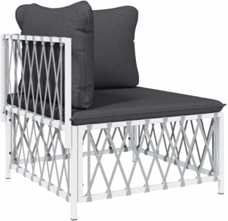 vidaXL Garten-Ecksofa mit Kissen Weiß Gewebe 364138