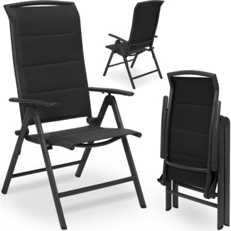 BRUBAKER Gartenstuhl Milano - Gepolsterter Klappstuhl aus Aluminium - Balkonstuhl (Outdoor Campingstuhl für Garten und Balkon - Wetterfest, 1 St), Hochlehner Campingstuhl mit 8-fach verstellbarer Rückenlehne