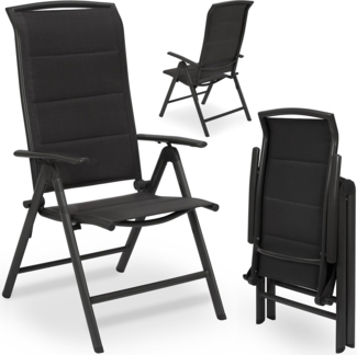 BRUBAKER Gartenstuhl Milano - Gepolsterter Klappstuhl aus Aluminium - Balkonstuhl (Outdoor Campingstuhl für Garten und Balkon - Wetterfest, 1 St), Hochlehner Campingstuhl mit 8-fach verstellbarer Rückenlehne