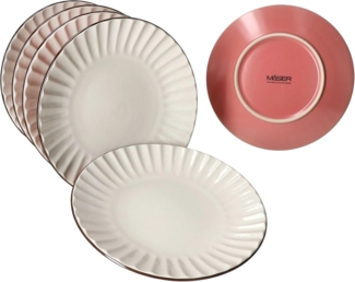 MÄSER Frühstücksteller Mäser OSITA Rose Weiß 6x Kuchenteller Steingut 6 Personen