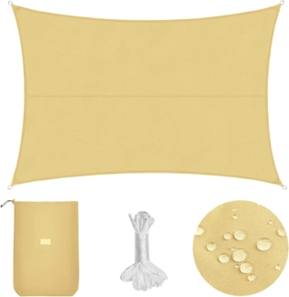 Sekey Sonnensegel Sonnenschutz Stoffe: 160g m² Polyester Imprägniert 95% UV Schutz Sand Rechteck 3x4 m