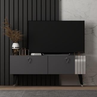 Stylish TV Stand, Anthracite, 120 x 30 x 50 cm | 100% Melamine Coated Particle Board, 18 mm Thick, PVC Legs, 15 cm Height | Modern & Functional Design