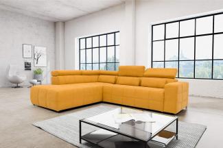 DOMO. collection Brandon Ecksofa, Sofa mit Rückenfunktion in L-Form, Polsterecke, Eckgarnitur, gelb, Ottomane links