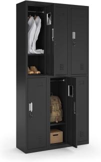 Vicco Schließfachschrank Schwarz 90 x 180 cm 6 Fächer