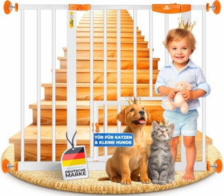 KIDIZ® Türschutzgitter Absperrgitter Treppengitter Kindergitter | mit Türe für Hunde und Katzen, Haustier | ohne Bohren | erweiterbar | kombinierbar mit Y-Spindeln | schwenkbar, Größe: 88-101 cm