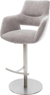 Barstuhl Yago-Flex Cord Silbergrau Drehfuß höhenverstellbar Edelstahl drehbar Taschenfederkern