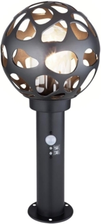 LED Sockelleuchte, Alu, Edelstahl, Bewegungsmelder, H 45 cm