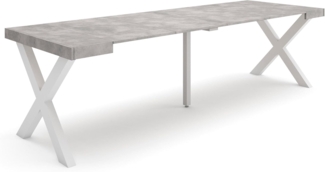 Skraut Home | Ausziehbarertisch | Multifunktionaler ausziehbarer | 260 | Für 12 Gäste | Massivholz Beine | Moderner Stil | Zement
