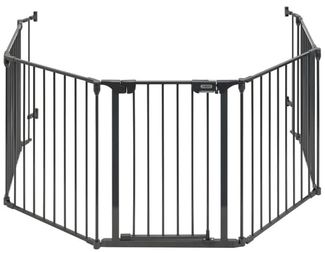 ABUS Kaminschutzgitter JC8700 FELIX - Kamingitter für den Kinderschutz mit Tür - Gesamtlänge 375 cm, Höhe 74 cm - Schwarz