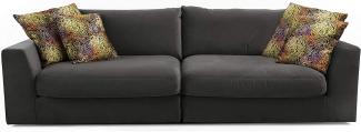 CAVADORE Big Sofa "Fiona"/ XXL-Couch mit tiefen Sitzflächen und weicher Polsterung / modernes Design / 274 x 90 x 112 / Samt grau