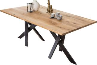 TABLES&CO Tisch 240x100 Wildeiche Natur Metall Schwarz