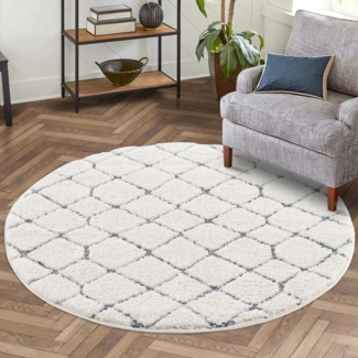 Carpet City Hochflor-Teppich Focus 4499, rund, Höhe: 20 mm, Boho-Teppich, Hochtief-Muster/ 3D-Effekt, für Wohnzimmer, Schlafzimmer