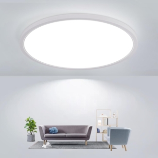 Comely LED Deckenlampe Rund 30cm 24W Superflach IP44 Deckenleuchte Weiß 6500K Kaltweiß für Badezimmer Küche Flur Balkon Schlafzimmer Feuchträume Innenbeleuchtung