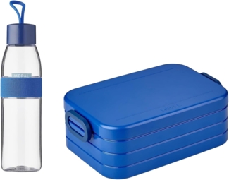 Mepal Take a Break midi + Trinkflasche Ellipse 500 ml Vivid Blue Lunchbox mit Trennwand ideal für Mealprep-kohlensäuregeeignet auslaufsicher bruchfestes Material, Promotion-Set