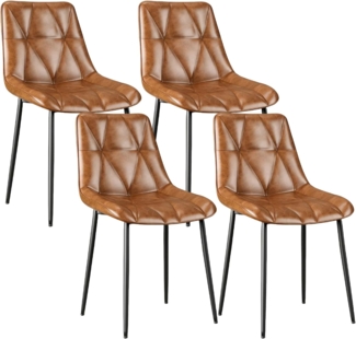Clevich Esszimmerstühle Bis 200 kg, PU Polsterstuhl, Metallbeine, Stabil, Komfortabel, Einfache Montage, Küchenstühle 81 x 57 x 50CM (Braun, 4 Stück)