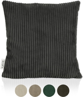 Lycce Dekokissen Kissenbezug aus trendigem Cordstoff (40x40cm), dunkelgrau