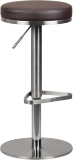 Barhocker WL1.612 Braun Edelstahl höhenverstellbare Sitzhöhe 57 - 82 cm, Barstuhl Modern 360° Drehbar, Tresenhocker mit Standfuß, Design Bistrohocker Hoch, Tresenstuhl-Sitz Gepolstert