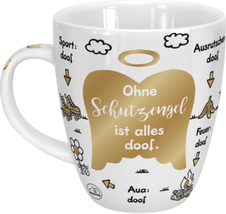 Sheepworld Tasse "Ohne Schutzengel ist alles doof" | Porzellan, 45 cl | Tasse für Kaffee und Tee, Tasse mit Spruch, Schutzengel | 46507