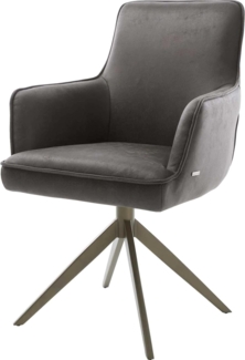 Drehstuhl Heira-Flex mit Armlehnen Mikrofaser Anthrazit Vintage Kreuzgestell breit Effektfinish Titan 360° drehbar Wippfunktion Taschenfederkern