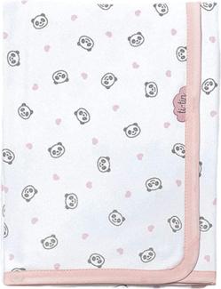 Ti TIN | weiche, saugfähige Babydecke, 80x75 cm | Krabbeldecke aus 100% Baumwolle mit doppellagigen Stoff, Babydecke fürs Auto, Wiege, Kinderwagen, Babyschale, etc, Panda-Herz-Motiv, rosa