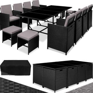 tectake Sitzgruppe Rattan Sitzgruppe, (Set, 12-tlg), für 8 bis 12 Personen