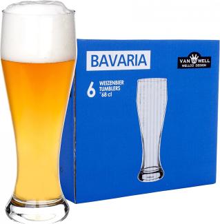 6er Set Bavaria Weizenbiergläser 0,5 Liter geeicht Weißbiergläser Biergläser Weizengläser Glas