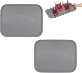 relaxdays Tablett Serviertablett 2er Set in Grau, Kunststoff, (2er Set)