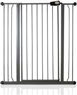 Safetots Extrahoher Metall-Sicherheitsgitter, Druckmontage, 94.3cm - 101.9cm, Schiefergrau, 104cm Höhe, Extrahohe Treppengitter, Gitter für hohe Babys, Einfache Installation