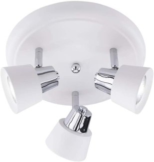 Deckenlampe, Metall, weiß, Strahler schwenkbar, D 25 cm