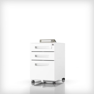 Jan Nowak Rollcontainer Schreibtischschrank Rollkommode Rollwagen Bürocontainer Schubladen Weiß 39 x 60 x 50 cm