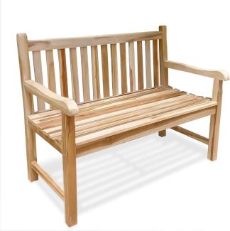 Spetebo Gartenbank 2-Sitzer Teak Gartenbank mit Armlehnen - 120 cm (Stück, 1-St, Holzbank), Holz Sitzbank für 2 Personen