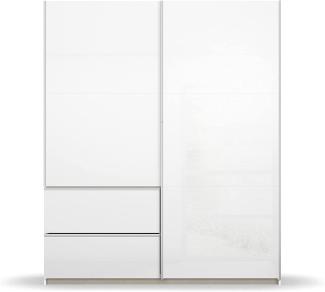 Rauch Möbel Sevilla Schrank Kleiderschrank Schwebetürenschrank, Weiß / Hochglanz Weiß, Griffleisten alufarbig, 2-türig, inkl. 2 Kleiderstangen, 2 Einlegeböden BxHxT 175 x 210 x 59 cm