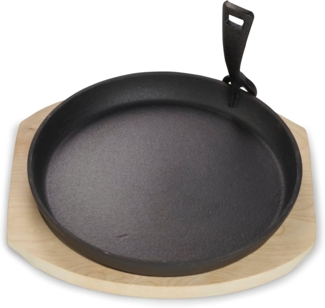 ECHTWERK Bratpfanne Grillpfanne, Gusseisen (2-tlg, Servierpfanne aus Gusseisen mit abnehmbarem Griff inkl. Servierbrett), Abnehmbarer Griff. Bereits eingebrannt.