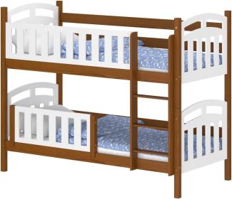 WNM Group Kinderbett mit Rausfallschutz Suzie - aus Massivholz - Hochbett fr Mdchen und Jungen - Absturzsicherung Hochbett - Kinderhochbetten 160x80 cm - Braun